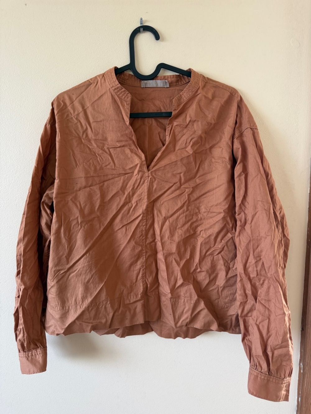Everlane Rust Brown Long-Sleeve Cotton Blouse